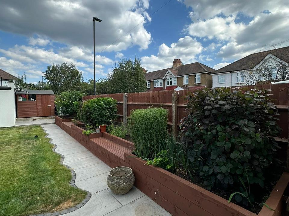 Front garden path and clipped border